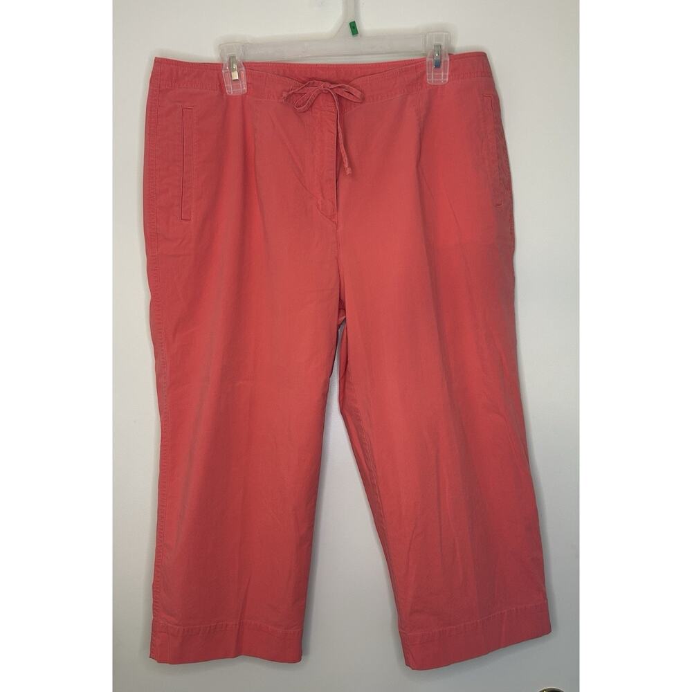 TALBOTS Woman Petites Coral Solid Capris Pants Stretch Pockets Womens 16W